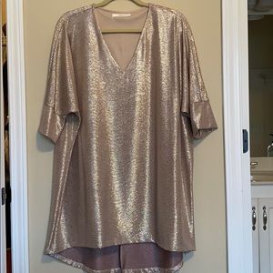 Gold Lam’e Hi-Lo Dress